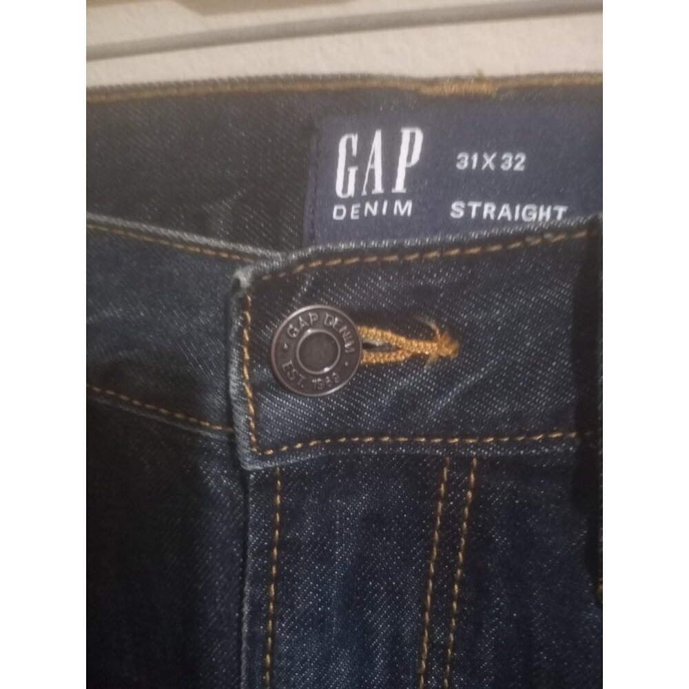 Gap Jeans Straight Leg Mid Rise Blue Indigo 100% Cotton Men's Size 31x32 NEW - Picture 5 of 11